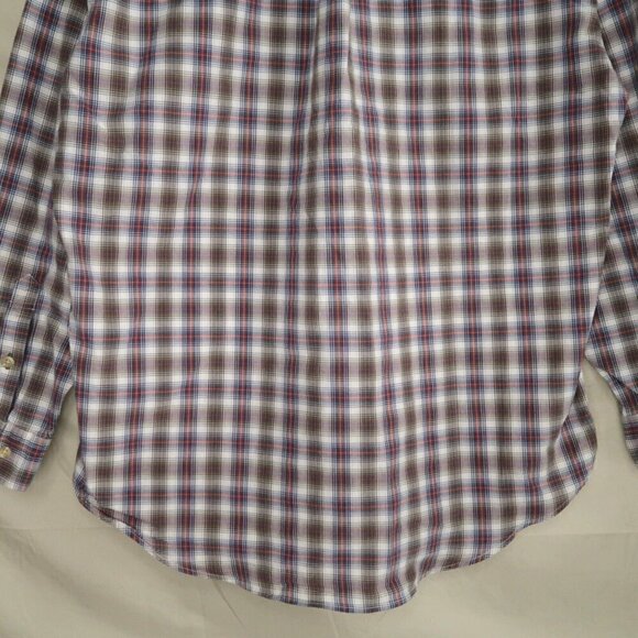 Vintage Tommy Hilfiger Button Up Shirt Long Sleeve Brown Plaid Men's Medium - Picture 8 of 11